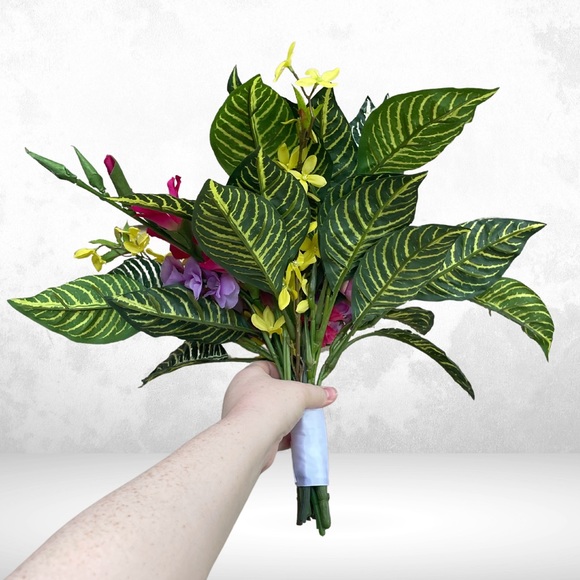 Colorful Beach Wedding Bouquet, Pre-Made Artificial Faux Floral Arrangement - Picture 7 of 11